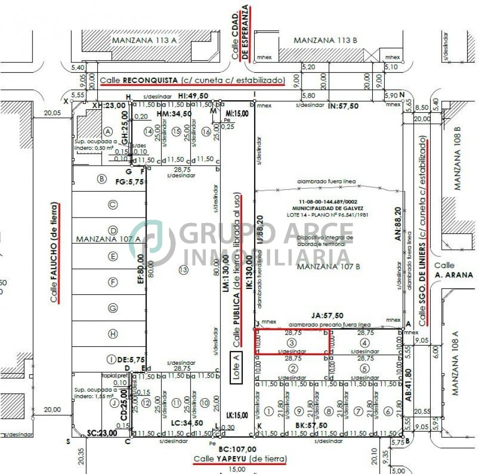Terreno en venta - Ciudad de Esperanza s/n - Galvez